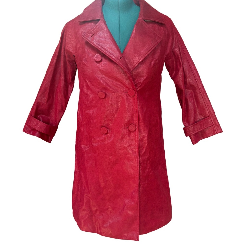 Red Double-Breasted Women's Coat